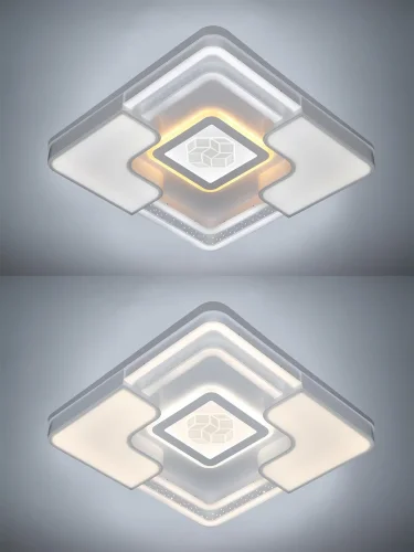 Люстра потолочная с пультом LED LAMPS 81086 Natali Kovaltseva белая на 1 лампа, основание белое в стиле хай-тек с пультом квадраты фото 7